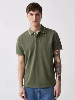 Рубашка-Поло из пике с полосатой окантовкой Ovs, цвет olive green