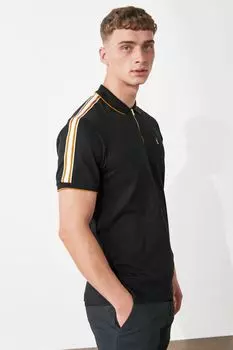 Рубашка-поло из пике с полоской Next, черный