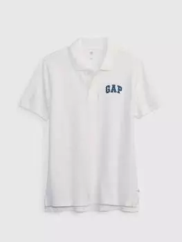 Рубашка-Поло из пике с вышитым логотипом Gap, цвет optical white