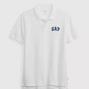 Рубашка-Поло из пике с вышитым логотипом Gap, белый