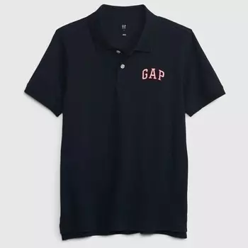Рубашка-Поло из пике с вышитым логотипом Gap, синий