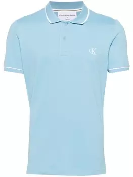 Рубашка-поло из пике с вышитым логотипом Calvin Klein Jeans, синий