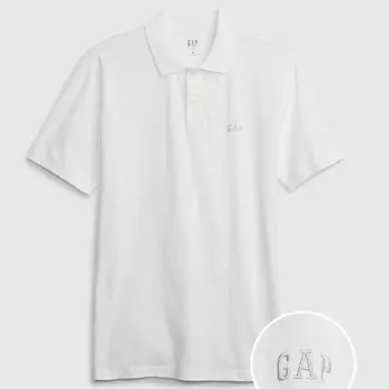 Рубашка-Поло из пике с вышитым логотипом Gap, белый