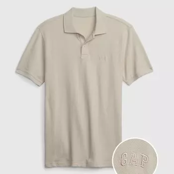 Рубашка-Поло из пике с вышитым логотипом Gap, белый