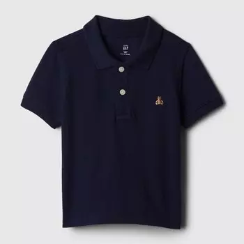 Рубашка-Поло из пике с вышитым медведем Gap, синий