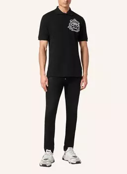 Рубашка-поло из пике skull&bones PHILIPP PLEIN, черный