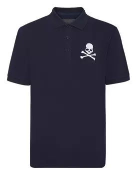 Рубашка-поло из пике SS Skull&Bones Philipp Plein, цвет Dark Blue