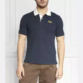 Рубашка-Поло из пике стандартного кроя La Martina, синий