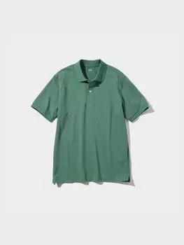 Рубашка-поло из пике Uniqlo, цвет 53 зеленый