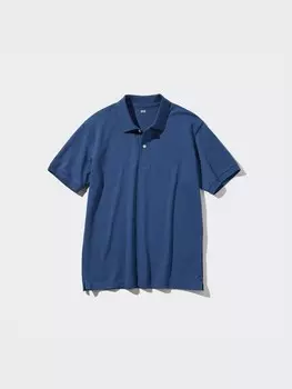 Рубашка-поло из пике Uniqlo, цвет 67 синий