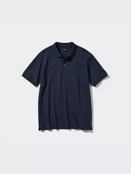 Рубашка-поло из пике Uniqlo, цвет 69 синий