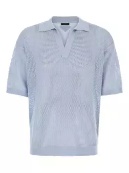 Рубашка-поло из сетчатой ткани Prada, синий