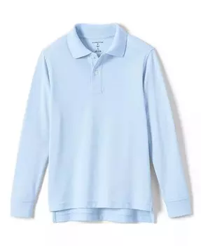 Рубашка поло из сетчатой ткани с длинными рукавами для школьной формы хаски для больших мальчиков Lands' End, белый