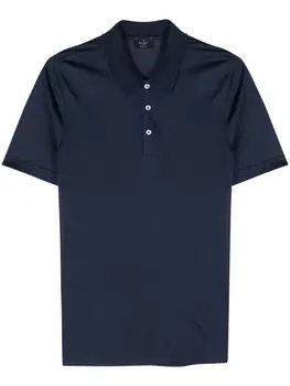 Рубашка-поло из шелкового меланжа Barba, синяя