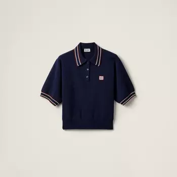 Рубашка-Поло из шерсти и кашемира Miu Miu, синий