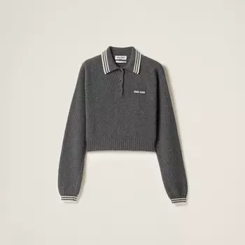 Рубашка поло из шерсти и кашемира Miu Miu, серый