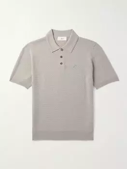 Рубашка поло из шерсти мериноса с вышитым логотипом и сотами MR P., цвет Mushroom