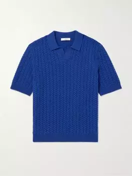 Рубашка-поло из шерсти с косичной вязкой MR P., синий