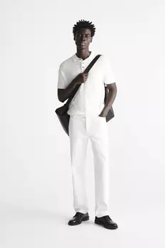 Рубашка поло из смешанной вискозы ZARA, белый