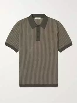 Рубашка поло из смеси хлопка и шелка вязания крючком Mr P., зеленый