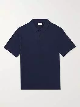 Рубашка поло из смеси шелка и хлопка CLUB MONACO, нави