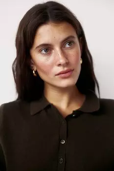 Рубашка-Поло из смеси шерсти H&M, зеленый
