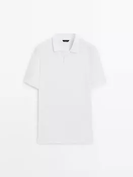 Рубашка-Поло из смесового хлопка с короткими рукавами Massimo Dutti, белый