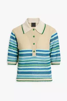 Рубашка-поло из смесового хлопка, связанная крючком. ANNA SUI, бирюзовый