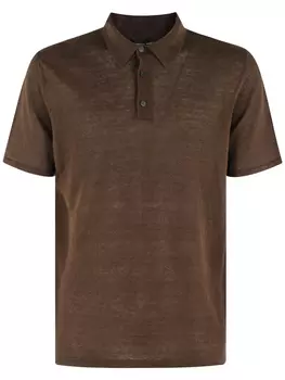 Рубашка поло из смесового льна Roberto Collina, коричневый