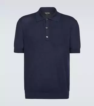 Рубашка-поло из смесового шелка Tom Ford, синий