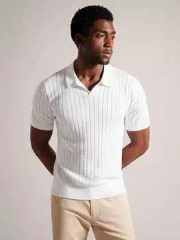 Рубашка-поло из смесового шелка в рубчик Ted Baker Botany, белая