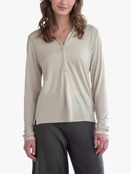 Рубашка-поло из смесовой шерсти с длинными рукавами Celtic & Co., овсяная каша