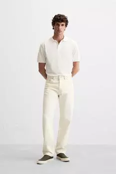 Рубашка поло из текстурированного пике ZARA, экрю