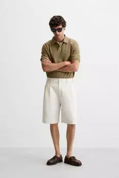 Рубашка поло из текстурированного пике ZARA, цвет washed green