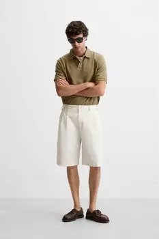 Рубашка поло из текстурированного пике ZARA, цвет washed green