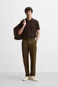 Рубашка поло из текстурированного пике ZARA, коричневый