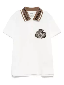 Рубашка поло из ткани пике Fendi Kids, белый