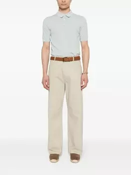 Рубашка-поло из тонкого хлопка в рубчик Eleventy, зеленая