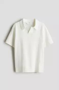 Рубашка-Поло из тонкой вязки H&M, белый