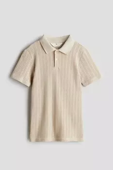 Рубашка-Поло из трикотажа "пуантелле" H&M, бежевый