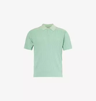 Рубашка-Поло из трикотажного хлопка с короткими рукавами в рубчик Paul Smith, зеленый