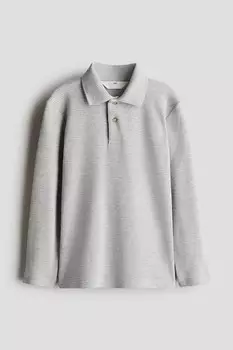 Рубашка поло из вафельного трикотажа H&M, серый