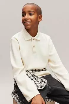 Рубашка поло из вафельного трикотажа H&M, бежевый