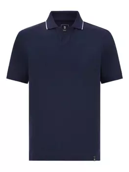 Рубашка-поло из высокоэффективного пике S.Caf Boggi Milano, синий