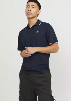 Рубашка-поло Jack & Jones "JCOHASS LOGO POLO SS LN", синий