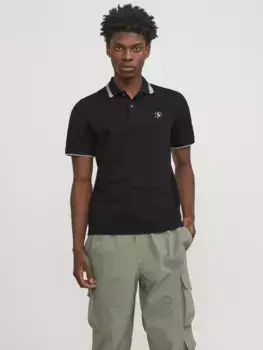 Рубашка-поло Jack & Jones "JCOHASS LOGO POLO SS LN", черный