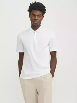 Рубашка поло Jack & Jones "JJEMAC ZIP SS POLO SN", белый