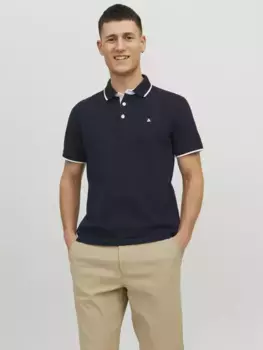 Рубашка-поло Jack & Jones "JJEPAULOS POLO SS NOOS", темно-синий