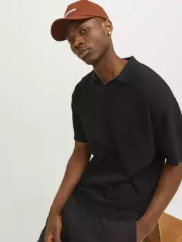 Рубашка-поло Jack & Jones "JORLINEN BLEND KNIT SS POLO SN", черный
