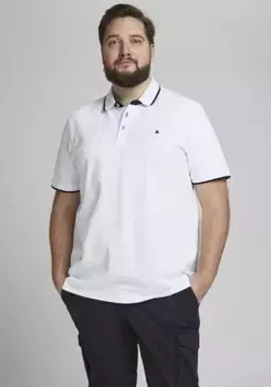 Рубашка-поло Jack & Jones PlusSize "JJEPAULOS POLO SS NOOS PLS", белый